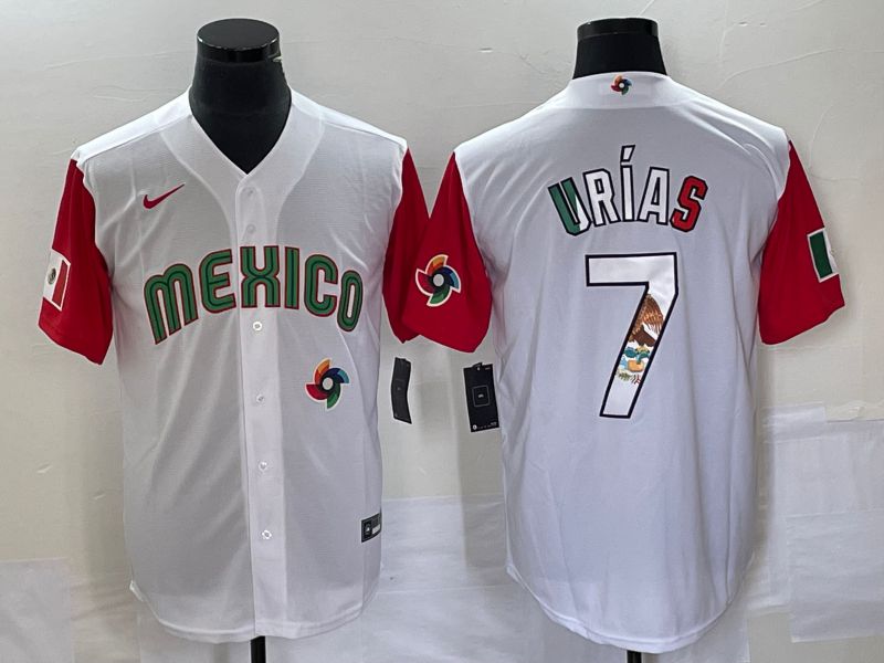 Men 2023 World Cub Mexico #7 Urias White camo Nike MLB Jersey15